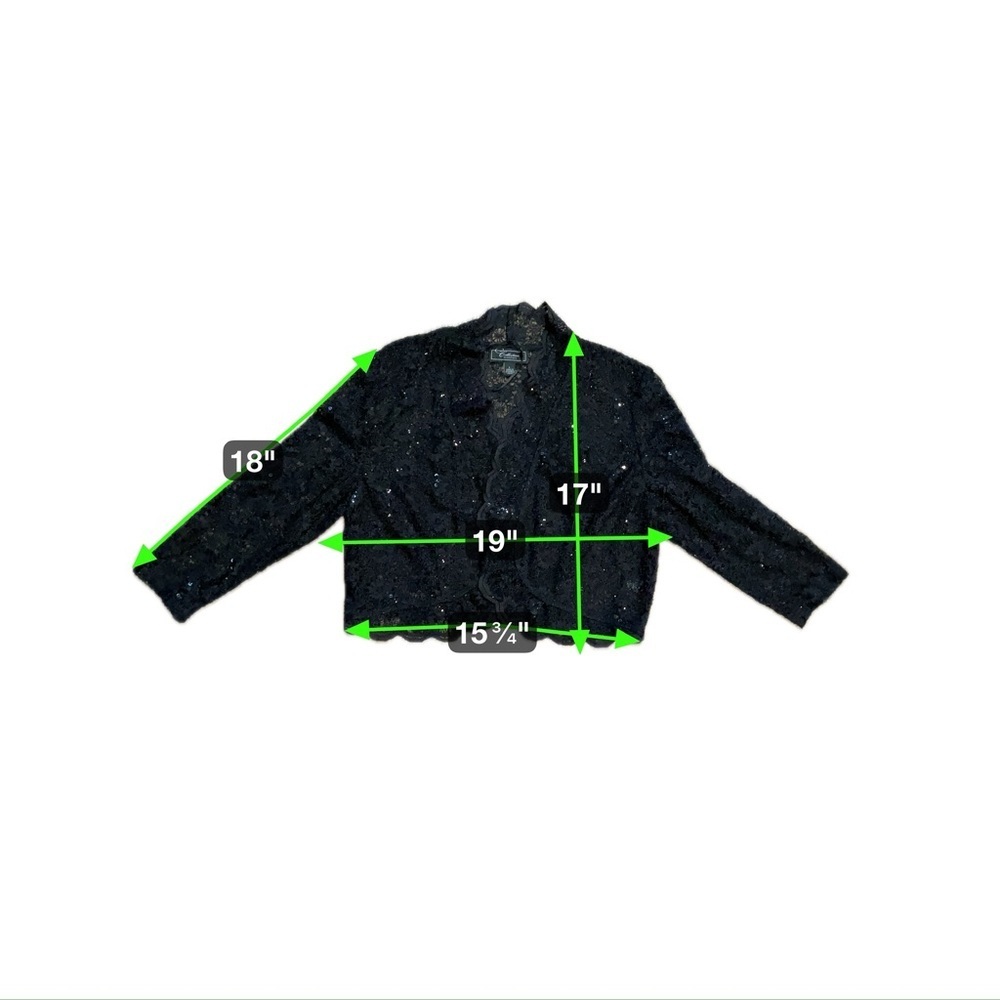Dressbarn Collection Elegant Black Lace Sequin Cropped Jacket - Size Large - Picture 11 of 11